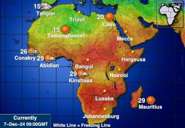 Namibia Sääennuste lämpötila kartalla 