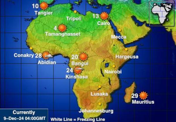 Namibia Sääennuste lämpötila kartalla 