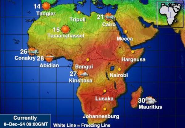 Namibia Sääennuste lämpötila kartalla 