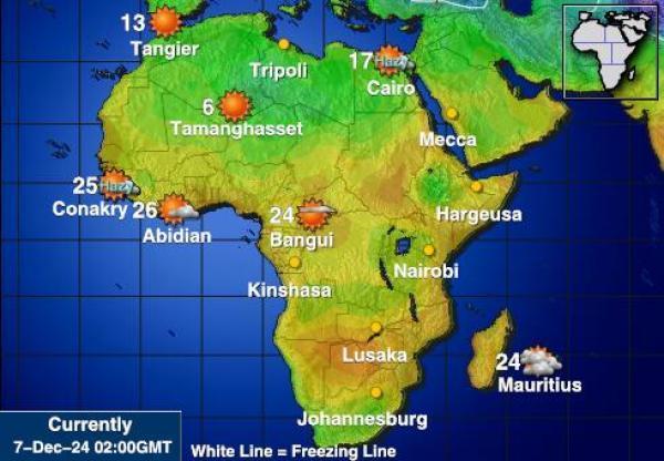 Namibia Sääennuste lämpötila kartalla 