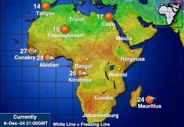 Namibia Sääennuste lämpötila kartalla 