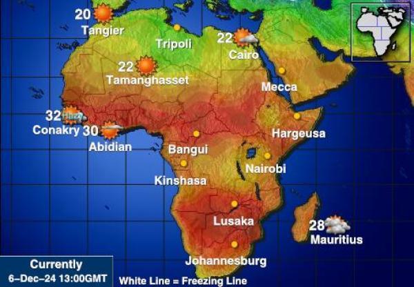 Namibia Sääennuste lämpötila kartalla 