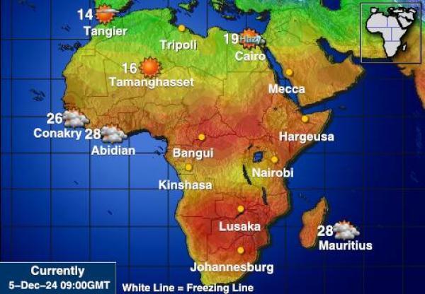 Namibia Sääennuste lämpötila kartalla 