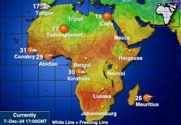 Namibia Sääennuste lämpötila kartalla 