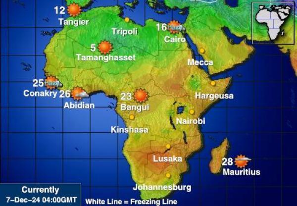 Namibia Sääennuste lämpötila kartalla 