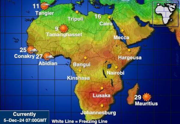 Namibia Sääennuste lämpötila kartalla 