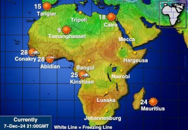 Namibia Sääennuste lämpötila kartalla 