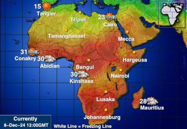 Namibia Sääennuste lämpötila kartalla 