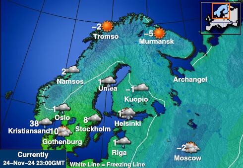 Noorwegen Weersverwachting Temperatuur Kaart 