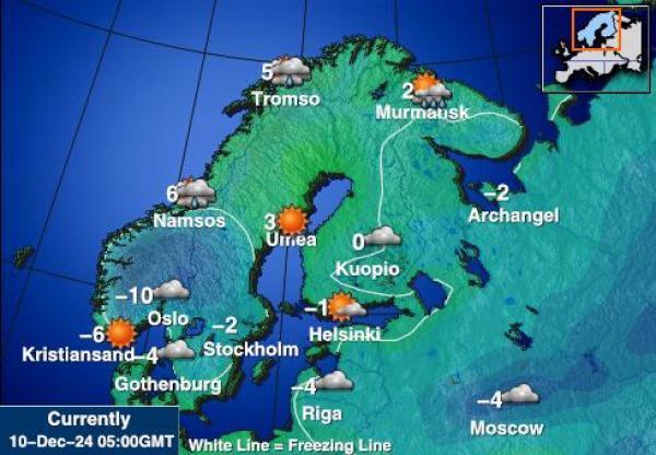 Norja Sääennuste lämpötila kartalla 