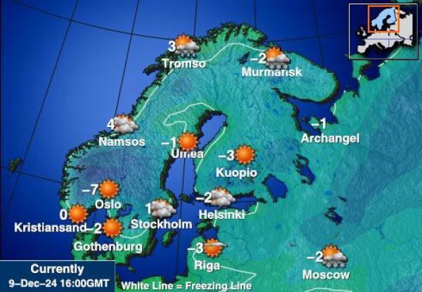 Norja Sääennuste lämpötila kartalla 