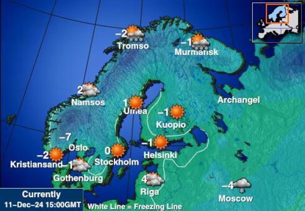 ノルウェー 天気予報温度マップ 