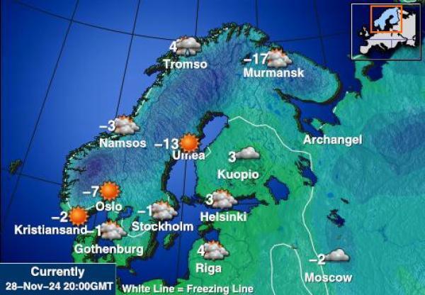 Norveška Vremenska prognoza, temperatura, karta 