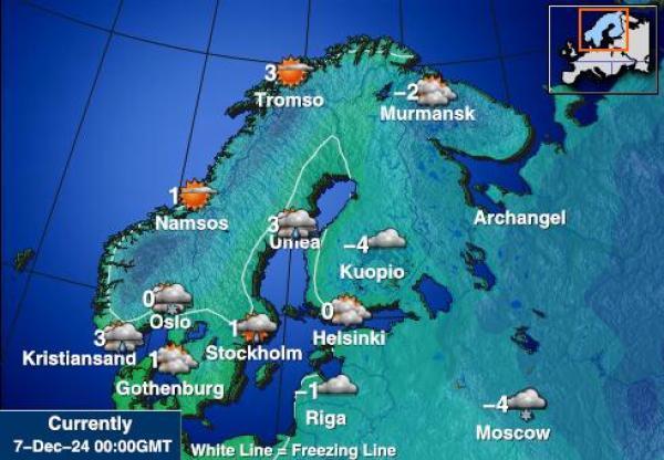 Norja Sääennuste lämpötila kartalla 