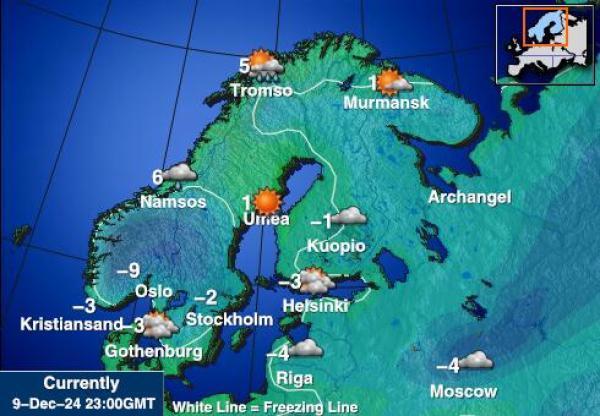 Norja Sääennuste lämpötila kartalla 