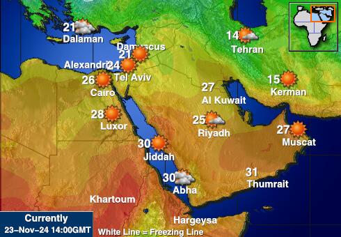 Oman Prognoza pogody temperaturę na mapie 