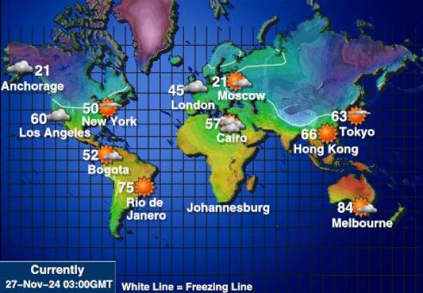 Pacyfik Prognoza pogody temperaturę na mapie 