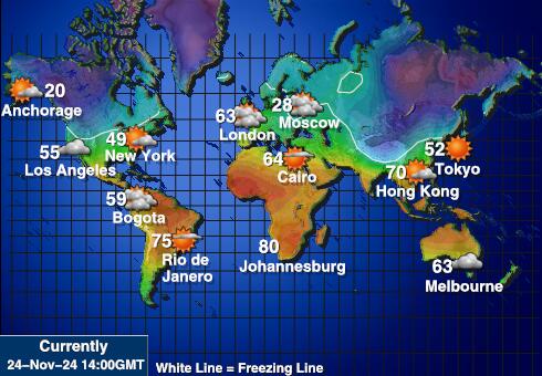 Pacifik Vremenska prognoza, temperatura, karta 