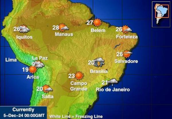 Paraguay Sääennuste lämpötila kartalla 