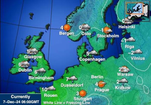 Puola Sääennuste lämpötila kartalla 