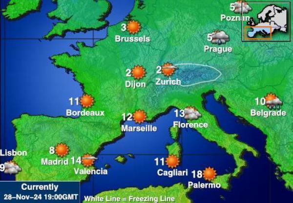 Portugal Vremenska prognoza, temperatura, karta 