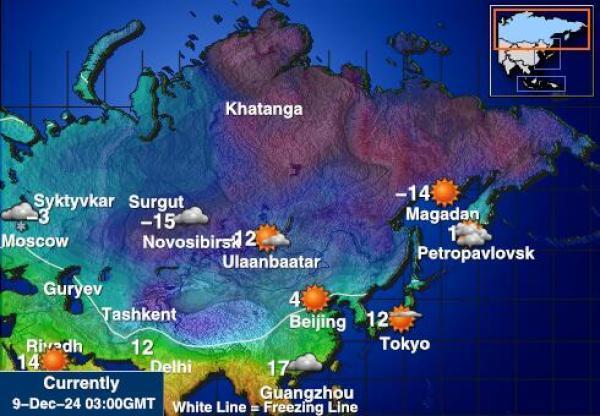 Venäjä Sääennuste lämpötila kartalla 