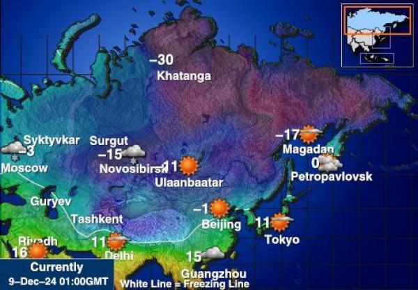 Venäjä Sääennuste lämpötila kartalla 