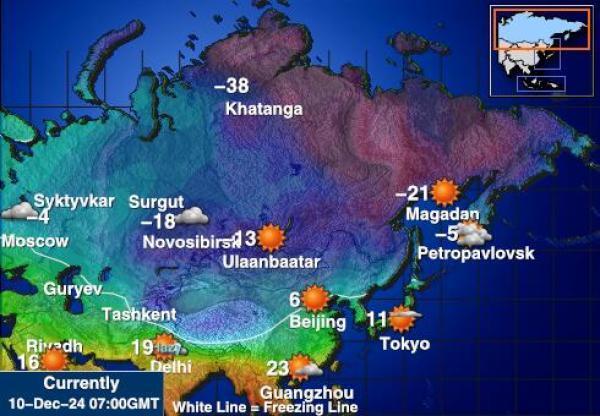 Venäjä Sääennuste lämpötila kartalla 