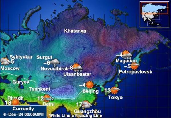 Venäjä Sääennuste lämpötila kartalla 