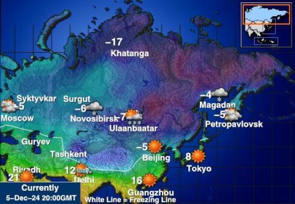 Venäjä Sääennuste lämpötila kartalla 