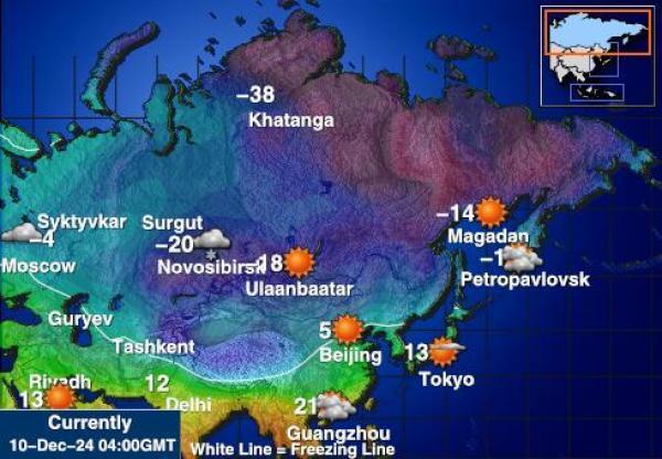 Venäjä Sääennuste lämpötila kartalla 