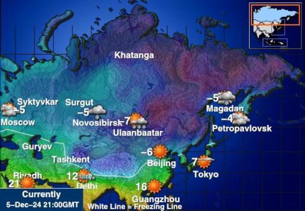 Venäjä Sääennuste lämpötila kartalla 