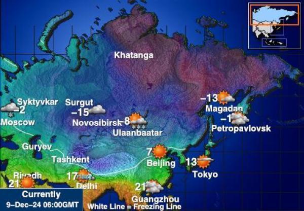 Venäjä Sääennuste lämpötila kartalla 