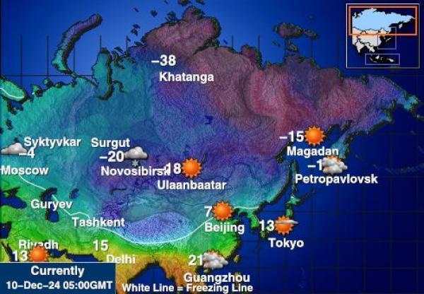 Venäjä Sääennuste lämpötila kartalla 