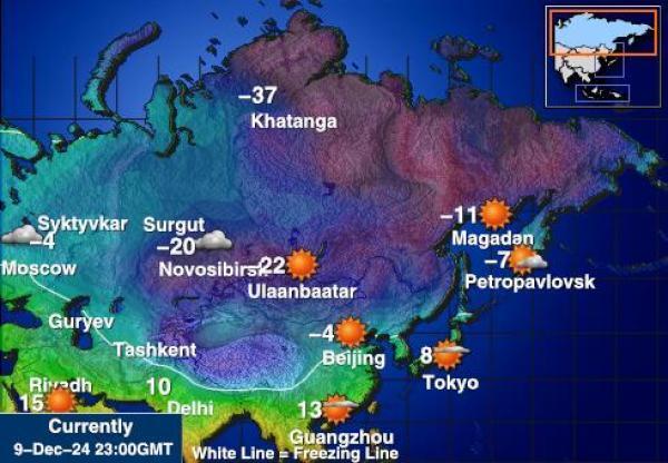 Venäjä Sääennuste lämpötila kartalla 