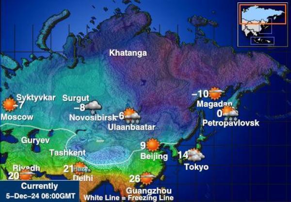 Venäjä Sääennuste lämpötila kartalla 