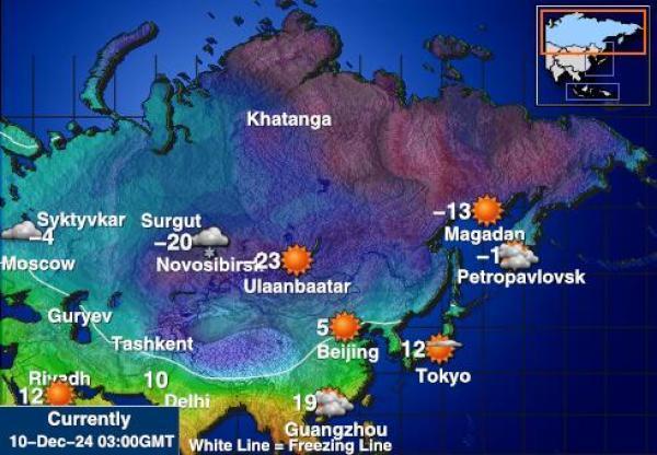 Venäjä Sääennuste lämpötila kartalla 