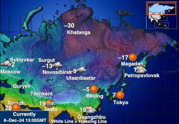 Venäjä Sääennuste lämpötila kartalla 