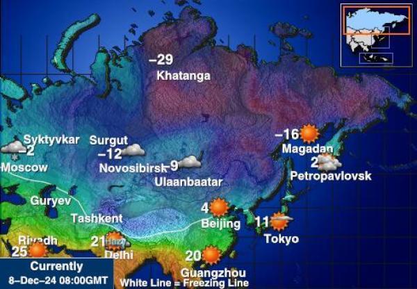 Venäjä Sääennuste lämpötila kartalla 