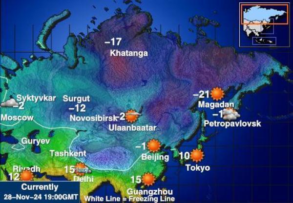 Rusija Vremenska prognoza, temperatura, karta 