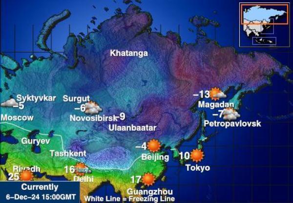 Venäjä Sääennuste lämpötila kartalla 
