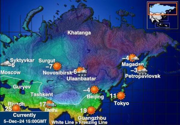 Venäjä Sääennuste lämpötila kartalla 