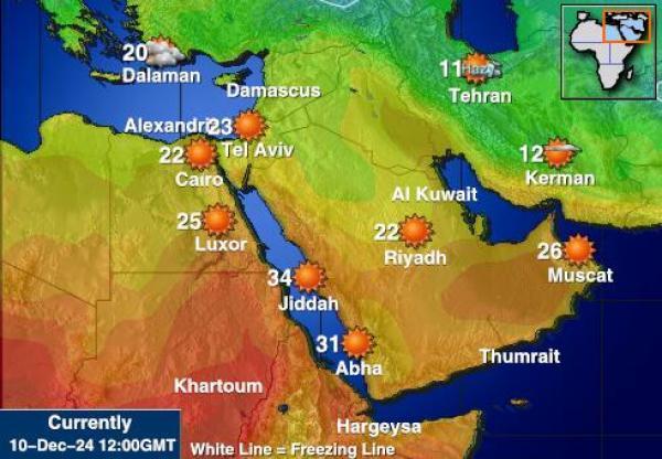 Saudi-Arabia Sääennuste lämpötila kartalla 