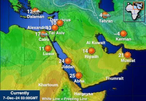 Saudi-Arabia Sääennuste lämpötila kartalla 