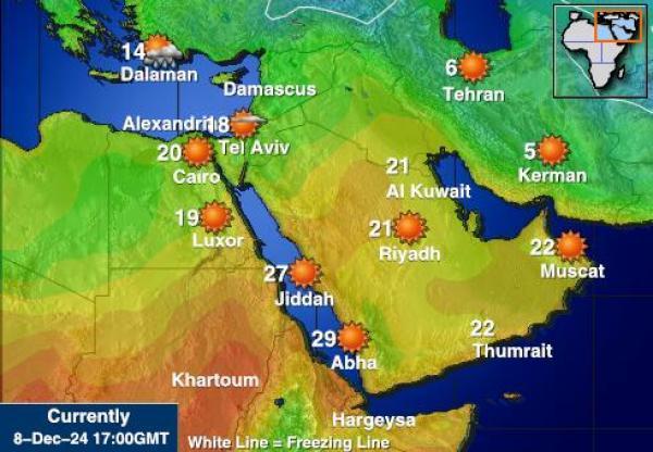 Saudi-Arabia Sääennuste lämpötila kartalla 