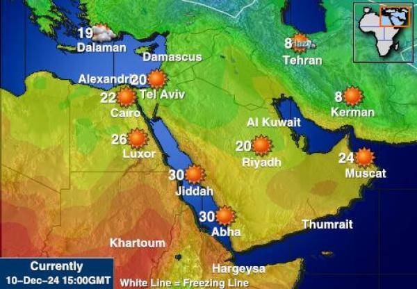 Saudi-Arabia Sääennuste lämpötila kartalla 