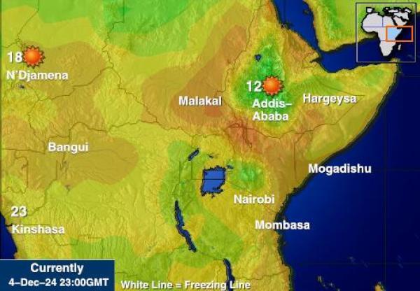 Somalia Sääennuste lämpötila kartalla 