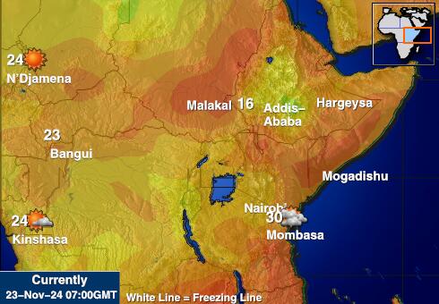 Somali Prognoza pogody temperaturę na mapie 