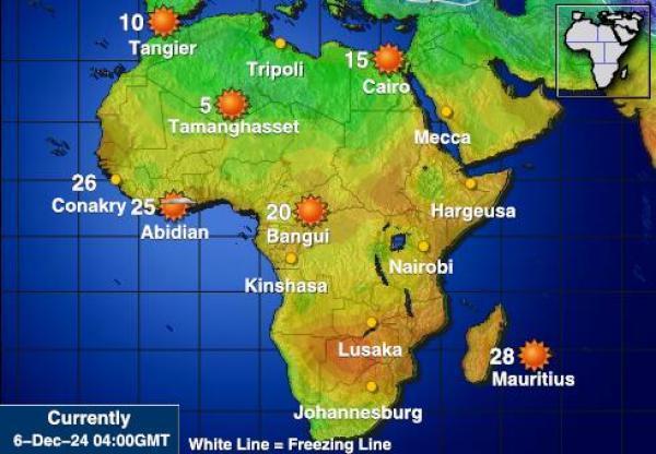 Sudan Sääennuste lämpötila kartalla 