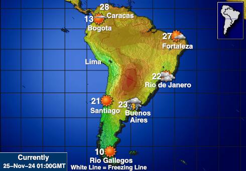 Suriname Weersverwachting Temperatuur Kaart 